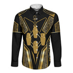 Egypt Canopic Jars Long Sleeve Button Shirt Ancient Mythology Four Sons of Horus