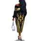 Egypt Canopic Jars Off The Shoulder Long Sleeve Dress Ancient Mythology Four Sons of Horus