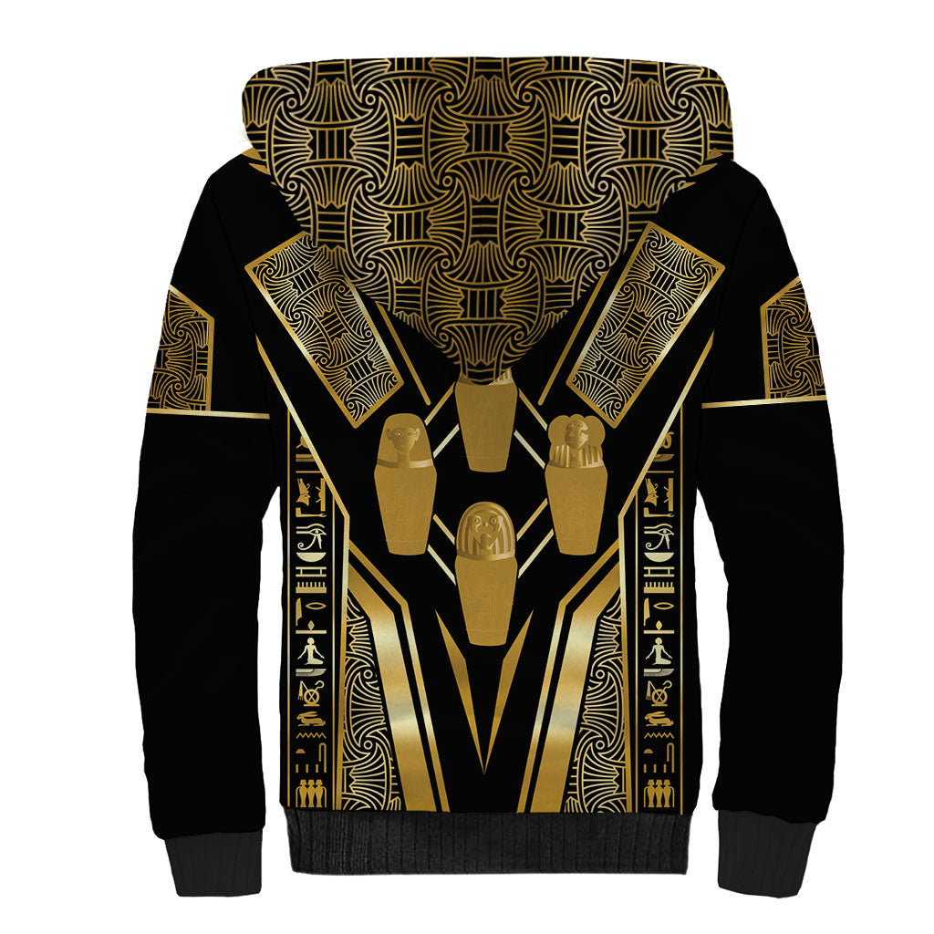Egypt Canopic Jars Sherpa Hoodie Ancient Mythology Four Sons of Horus