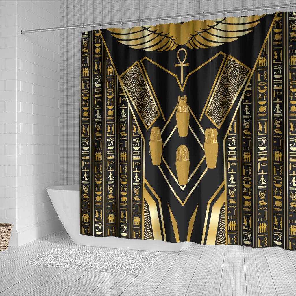 Egypt Canopic Jars Shower Curtain Ancient Mythology Four Sons of Horus
