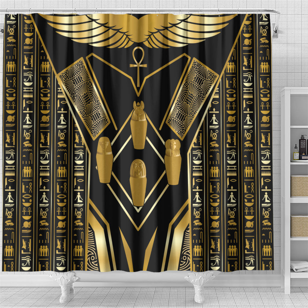 Egypt Canopic Jars Shower Curtain Ancient Mythology Four Sons of Horus