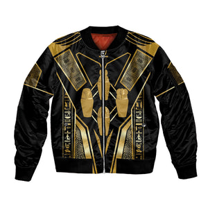 Egypt Canopic Jars Sleeve Zip Bomber Jacket Ancient Mythology Four Sons of Horus