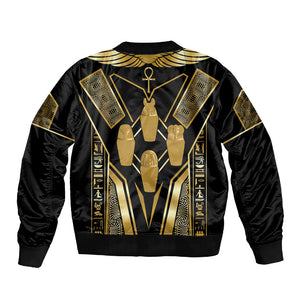 Egypt Canopic Jars Sleeve Zip Bomber Jacket Ancient Mythology Four Sons of Horus