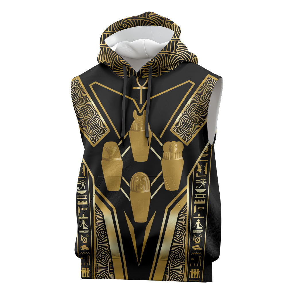 Egypt Canopic Jars Sleeveless Hoodie Ancient Mythology Four Sons of Horus