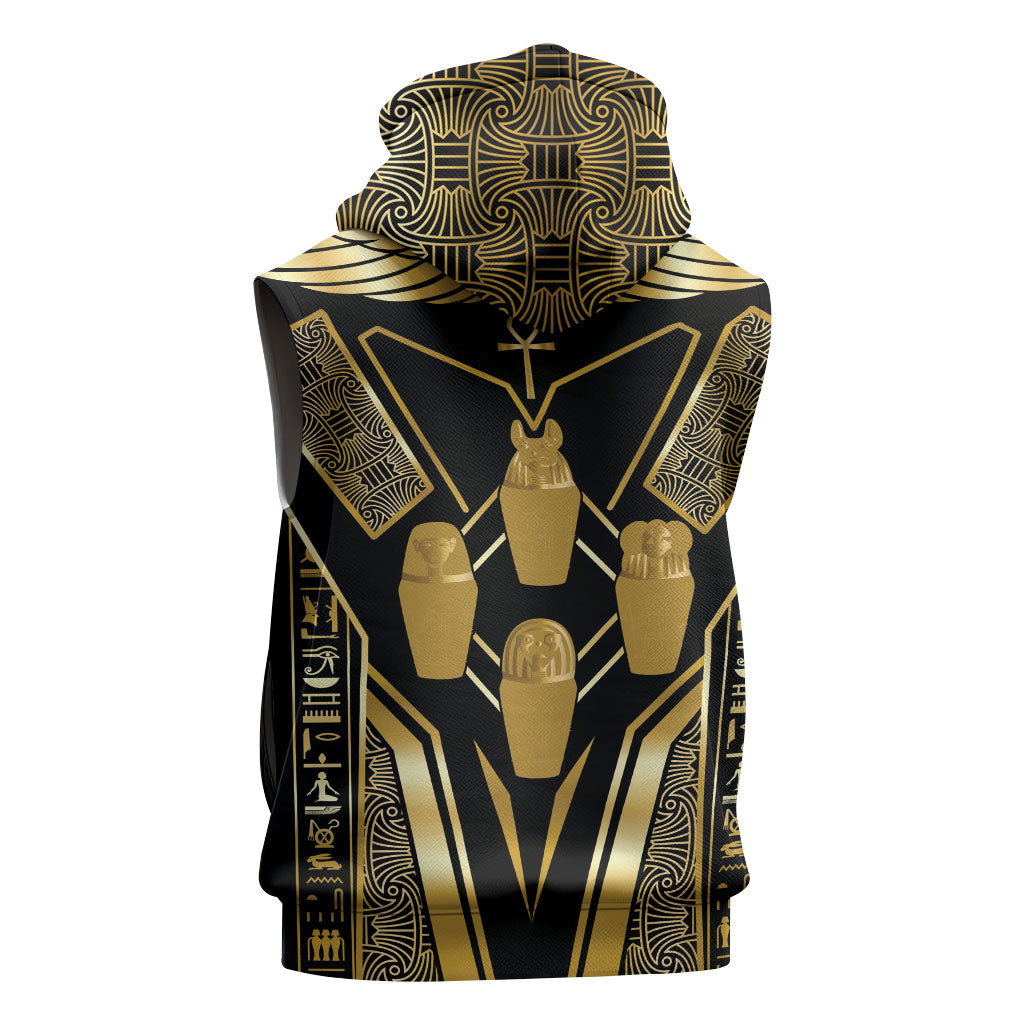 Egypt Canopic Jars Sleeveless Hoodie Ancient Mythology Four Sons of Horus