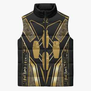 Egypt Canopic Jars Sleeveless Puffer Jacket Ancient Mythology Four Sons of Horus