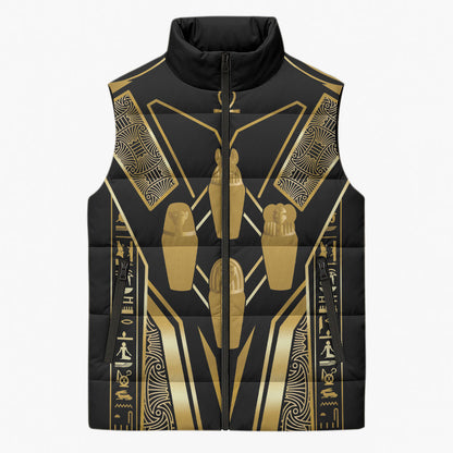 Egypt Canopic Jars Sleeveless Puffer Jacket Ancient Mythology Four Sons of Horus