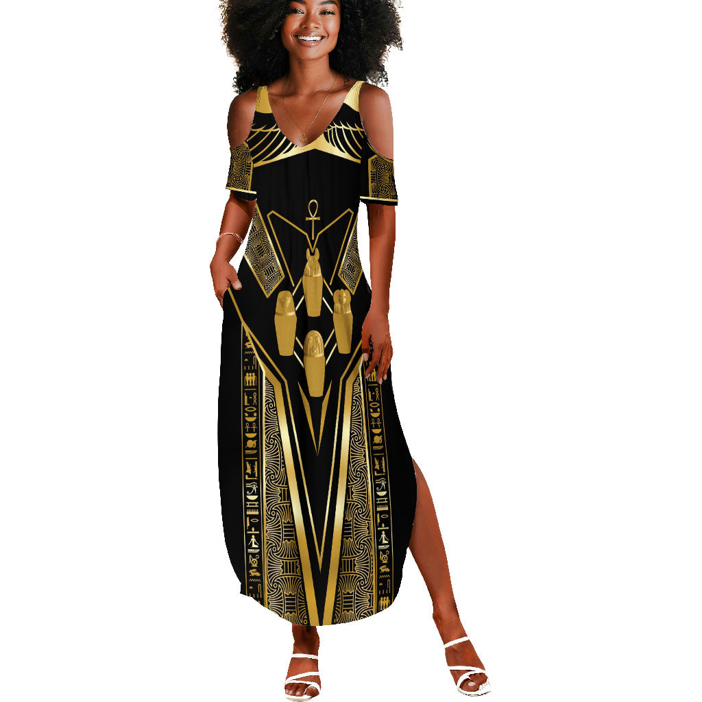 Egypt Canopic Jars Summer Maxi Dress Ancient Mythology Four Sons of Horus