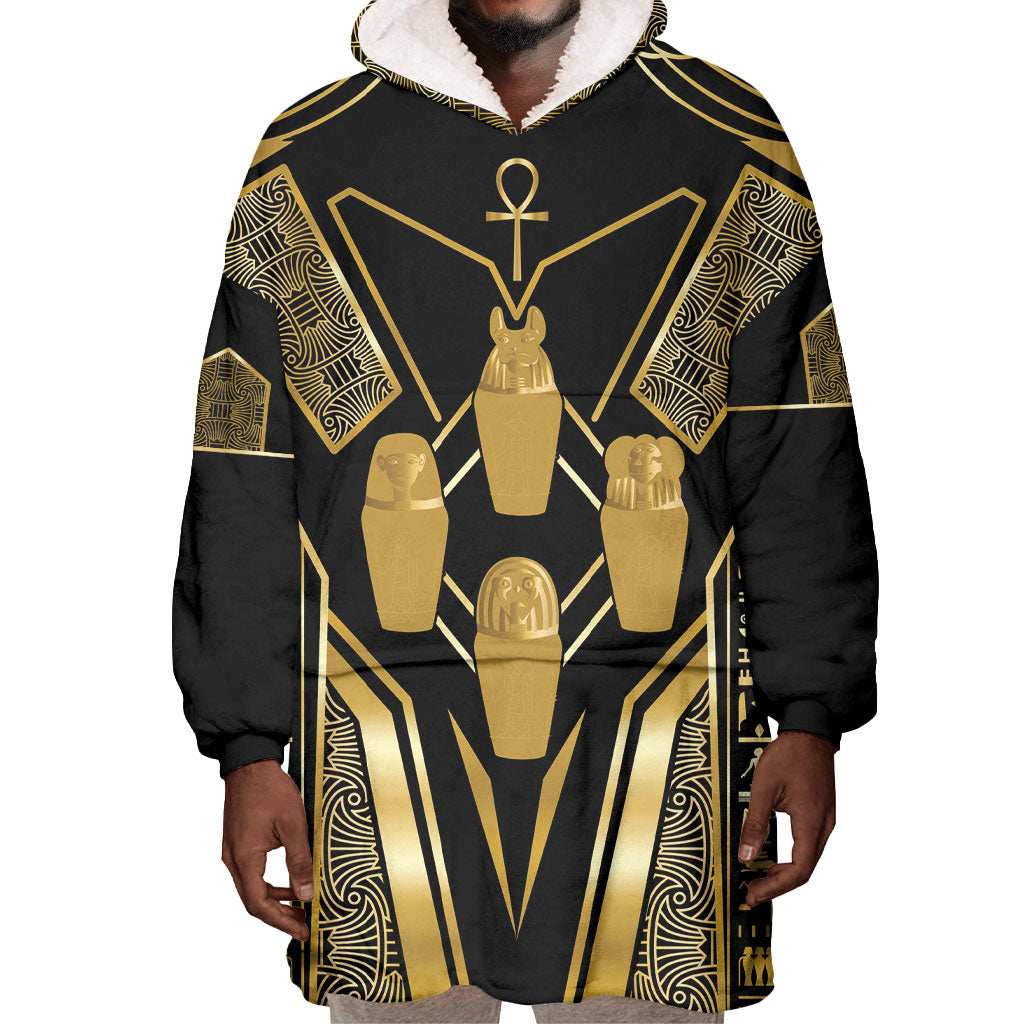 Egypt Canopic Jars Wearable Blanket Hoodie Ancient Mythology Four Sons of Horus