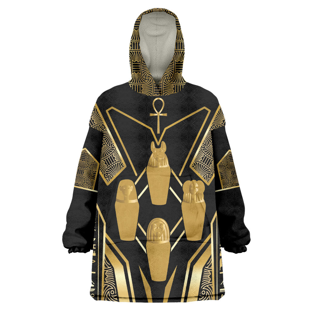 Egypt Canopic Jars Wearable Blanket Hoodie Ancient Mythology Four Sons of Horus