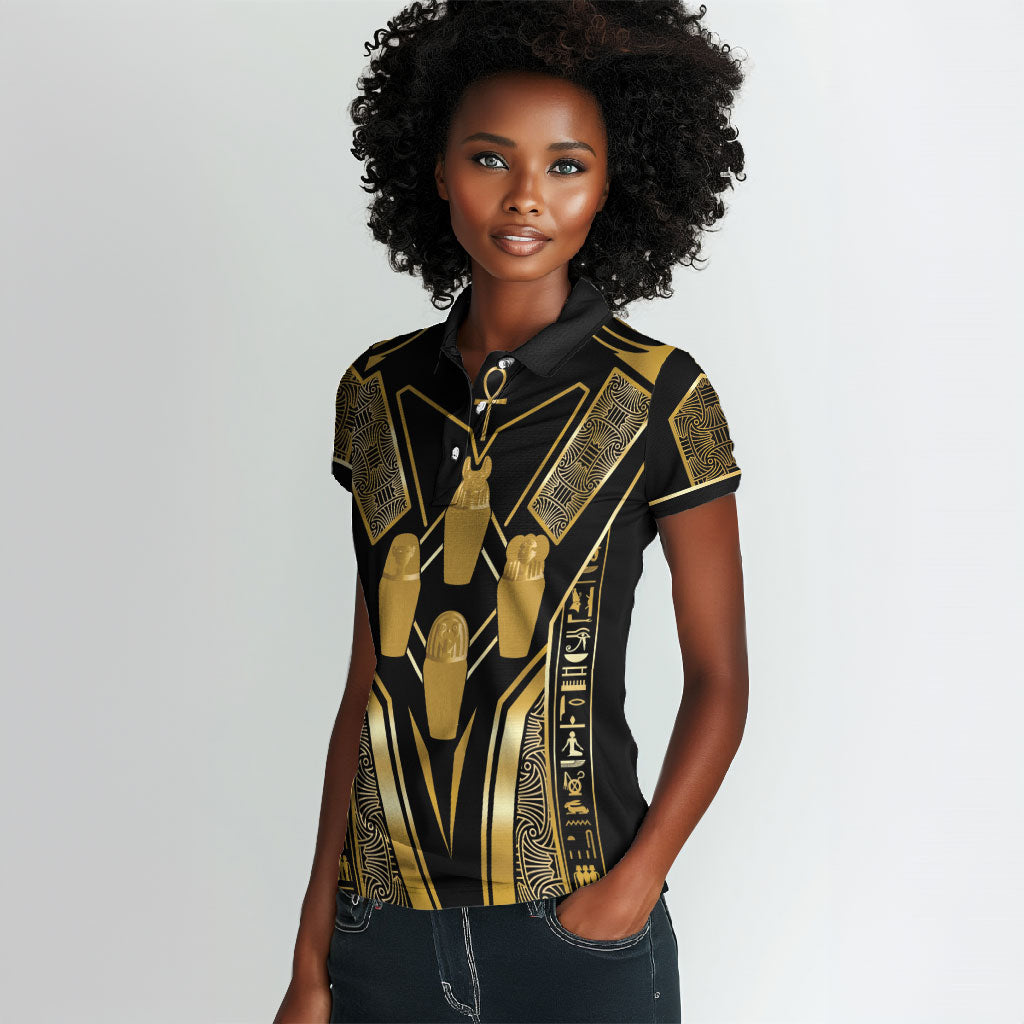 Egypt Canopic Jars Women Polo Shirt Ancient Mythology Four Sons of Horus