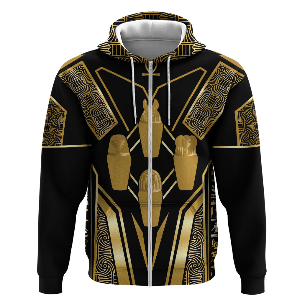 Egypt Canopic Jars Zip Hoodie Ancient Mythology Four Sons of Horus