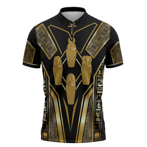 Egypt Canopic Jars Zipper Polo Shirt Ancient Mythology Four Sons of Horus