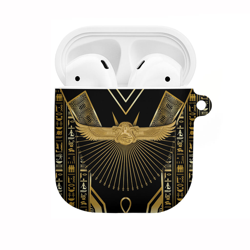 Egypt Winged Sun AirPods Case Ancient Mythology Golden Ankh