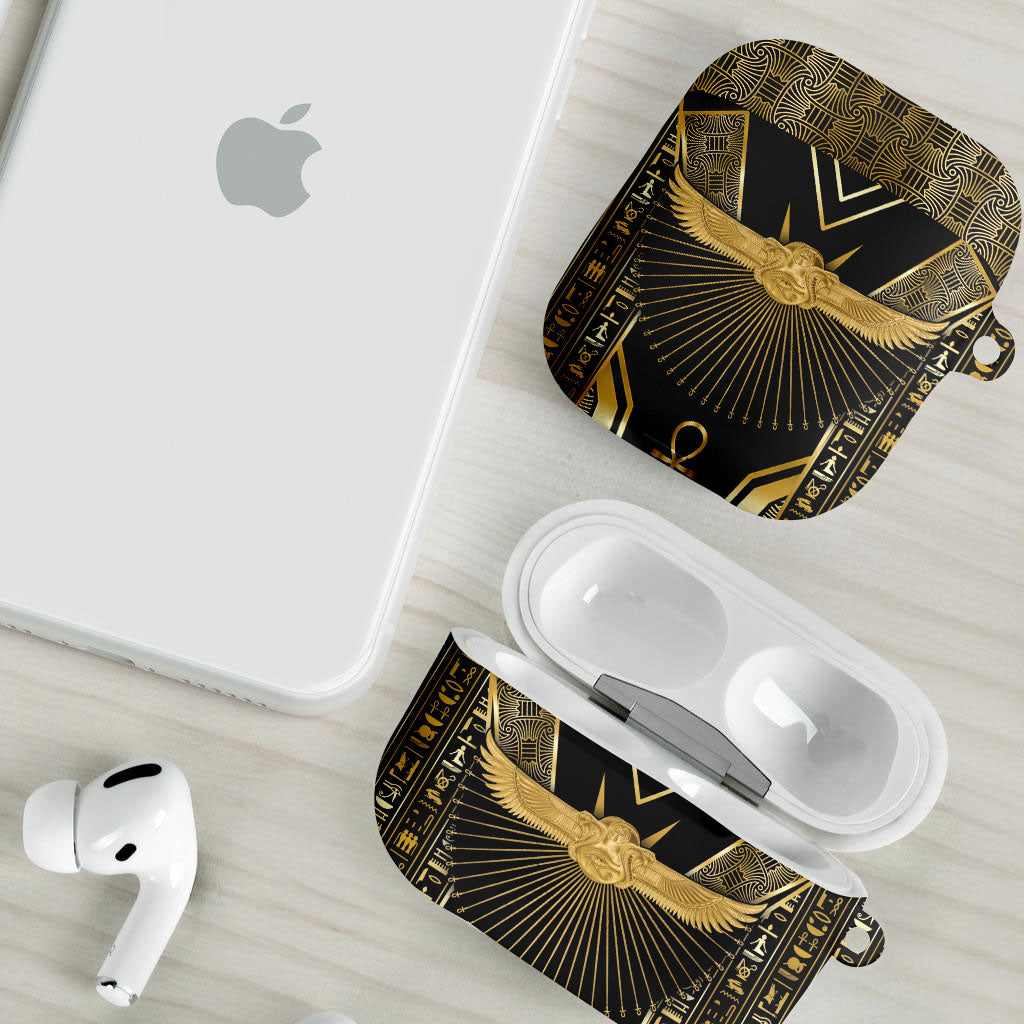 Egypt Winged Sun AirPods Case Ancient Mythology Golden Ankh