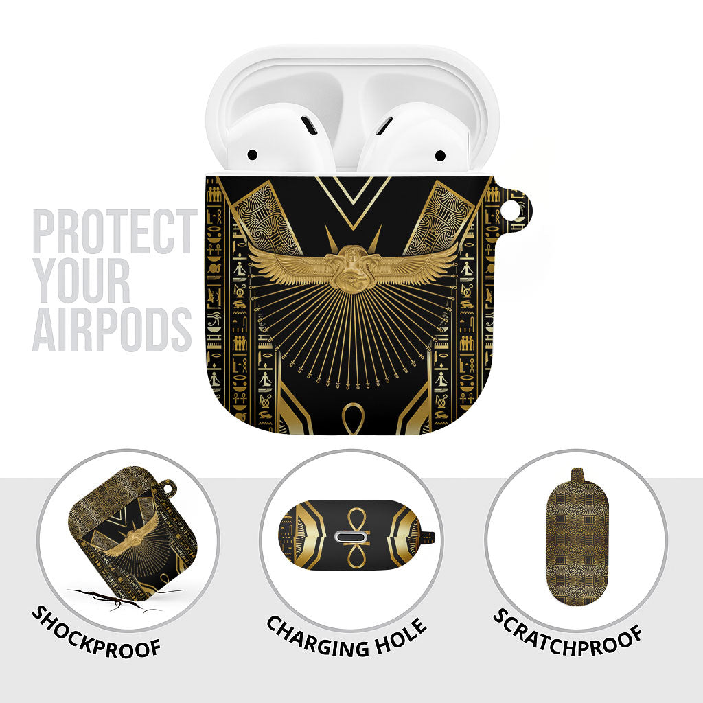 Egypt Winged Sun AirPods Case Ancient Mythology Golden Ankh