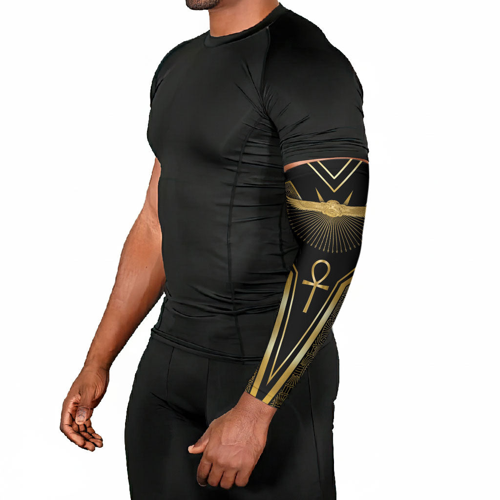 Egypt Winged Sun Arm Sleeves Ancient Mythology Golden Ankh