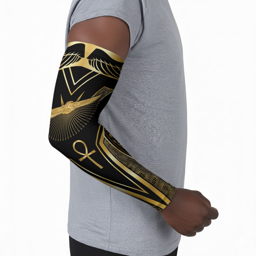 Egypt Winged Sun Arm Sleeves Ancient Mythology Golden Ankh