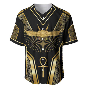 Egypt Winged Sun Baseball Jersey Ancient Mythology Golden Ankh
