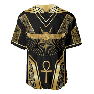 Egypt Winged Sun Baseball Jersey Ancient Mythology Golden Ankh