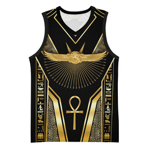 Egypt Winged Sun Basketball Jersey Ancient Mythology Golden Ankh