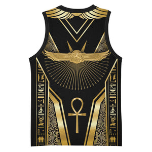 Egypt Winged Sun Basketball Jersey Ancient Mythology Golden Ankh