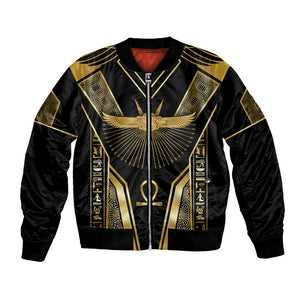 Egypt Winged Sun Bomber Jacket Ancient Mythology Golden Ankh