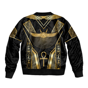 Egypt Winged Sun Bomber Jacket Ancient Mythology Golden Ankh