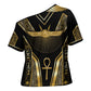 Egypt Winged Sun Cross Shoulder Shirt Ancient Mythology Golden Ankh