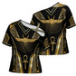 Egypt Winged Sun Cross Shoulder Shirt Ancient Mythology Golden Ankh