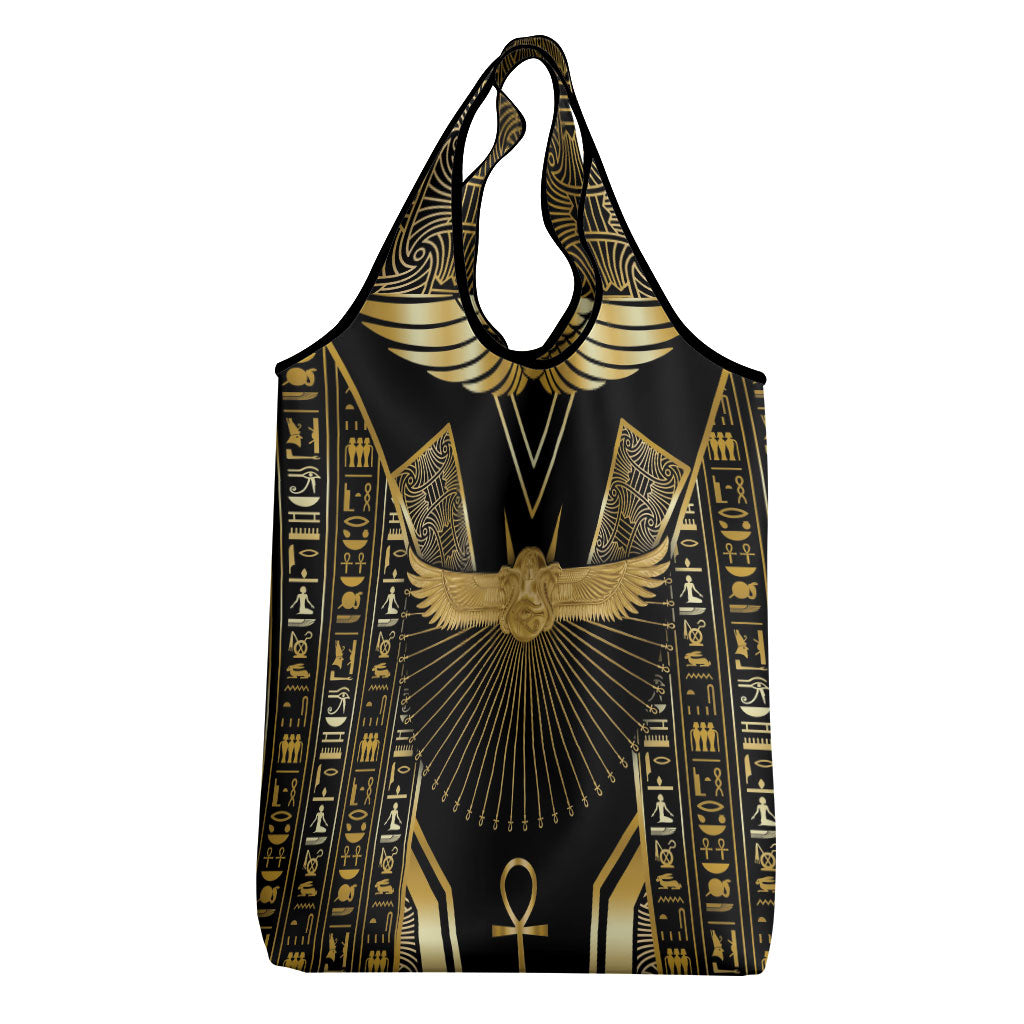 Egypt Winged Sun Grocery Bag Ancient Mythology Golden Ankh
