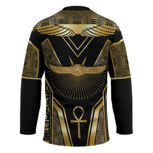 Egypt Winged Sun Hockey Jersey Ancient Mythology Golden Ankh