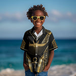 Egypt Winged Sun Kid Hawaiian Shirt Ancient Mythology Golden Ankh
