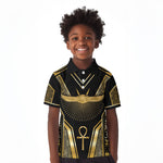Egypt Winged Sun Kid Polo Shirt Ancient Mythology Golden Ankh