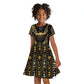 Egypt Winged Sun Kid Short Sleeve Dress Ancient Mythology Golden Ankh