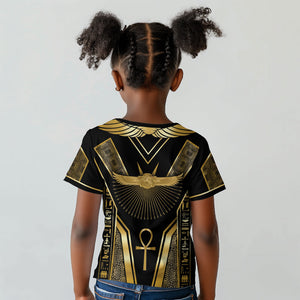 Egypt Winged Sun Kid T shirt Ancient Mythology Golden Ankh