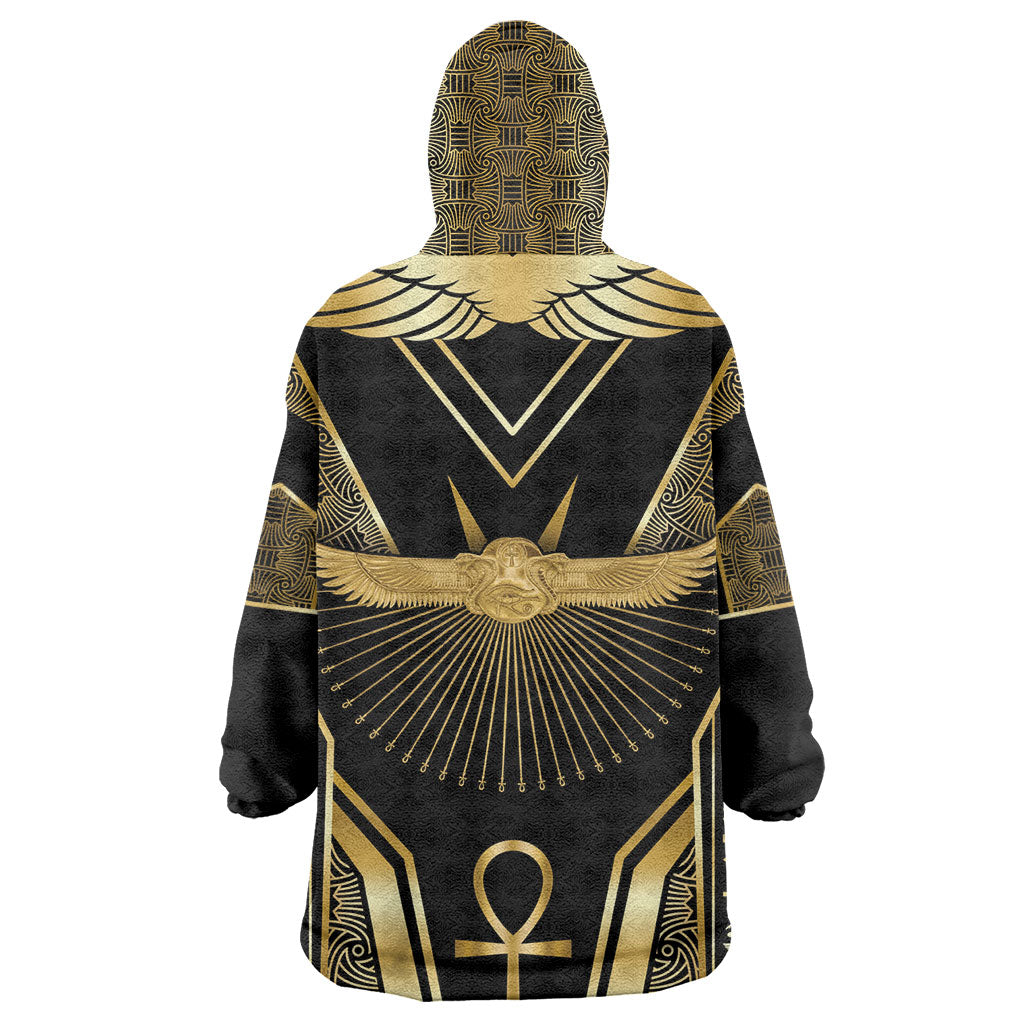 Egypt Winged Sun Kid Wearable Blanket Hoodie Ancient Mythology Golden Ankh