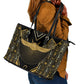 Egypt Winged Sun Leather Tote Bag Ancient Mythology Golden Ankh