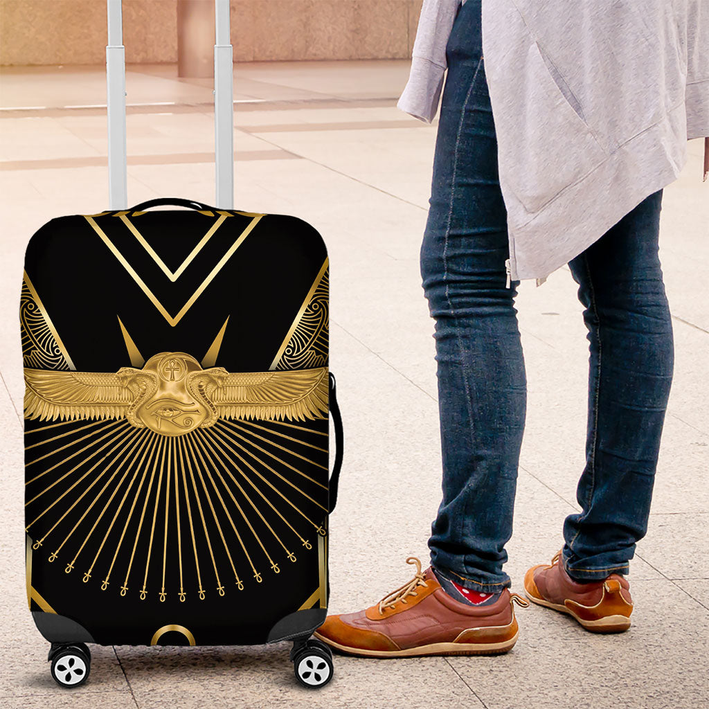 Egypt Winged Sun Luggage Cover Ancient Mythology Golden Ankh