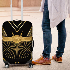 Egypt Winged Sun Luggage Cover Ancient Mythology Golden Ankh
