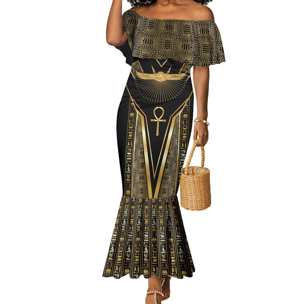 Egypt Winged Sun Mermaid Dress Ancient Mythology Golden Ankh