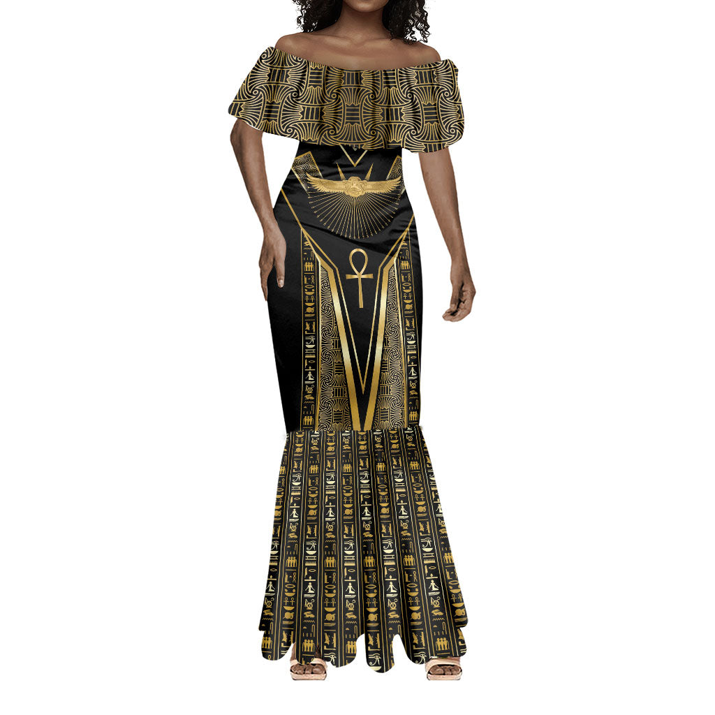 Egypt Winged Sun Mermaid Dress Ancient Mythology Golden Ankh