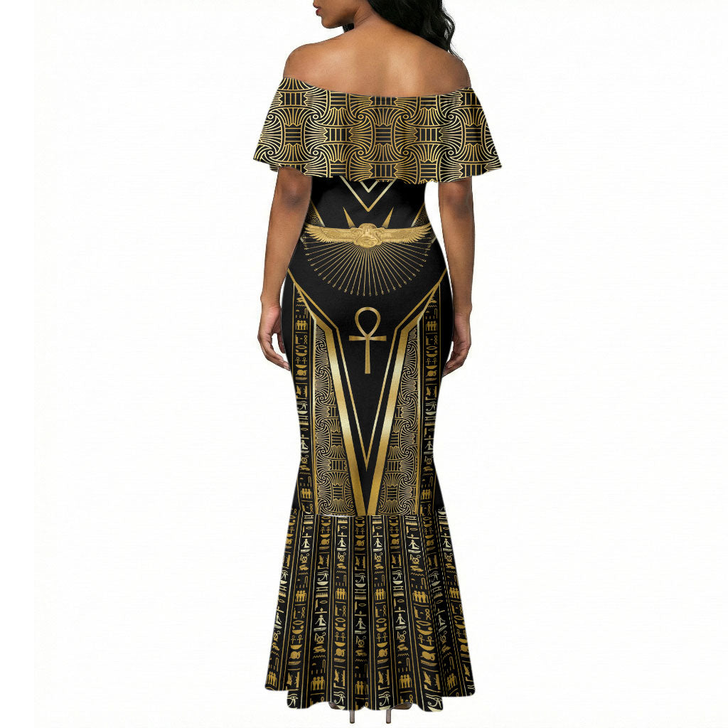 Egypt Winged Sun Mermaid Dress Ancient Mythology Golden Ankh