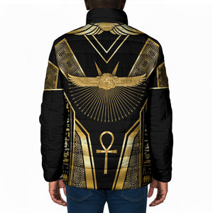 Egypt Winged Sun Padded Jacket Ancient Mythology Golden Ankh