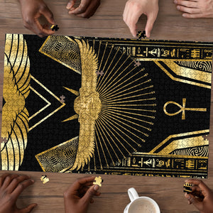 Egypt Winged Sun Puzzle Ancient Mythology Golden Ankh