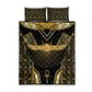 Egypt Winged Sun Quilt Bed Set Ancient Mythology Golden Ankh