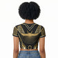 Egypt Winged Sun Raglan Cropped T shirt Ancient Mythology Golden Ankh
