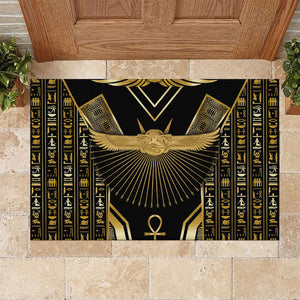 Egypt Winged Sun Rubber Doormat Ancient Mythology Golden Ankh