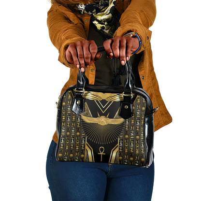 Egypt Winged Sun Shoulder Handbag Ancient Mythology Golden Ankh