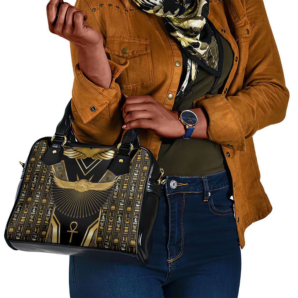 Egypt Winged Sun Shoulder Handbag Ancient Mythology Golden Ankh